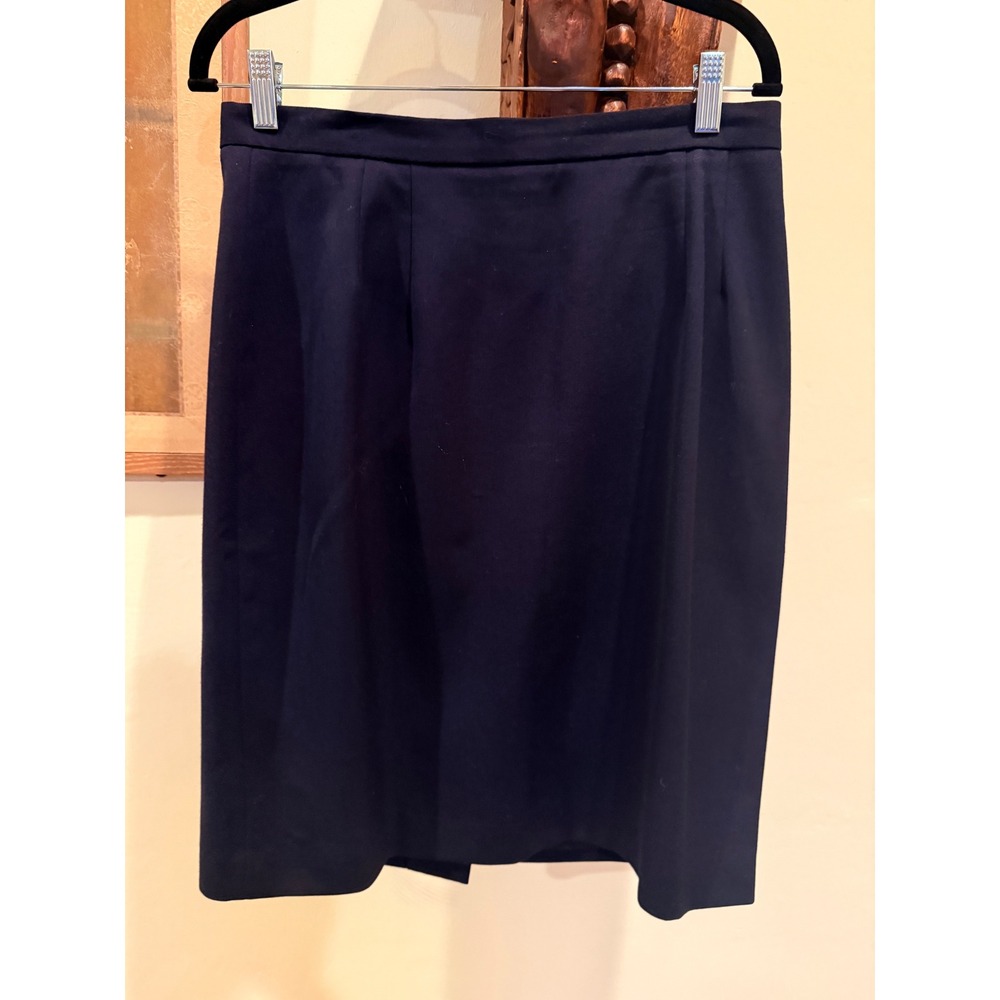 Vintage 80s 90s KGR 100% Wool Pencil Skirt Made in USA Navy Blue 14